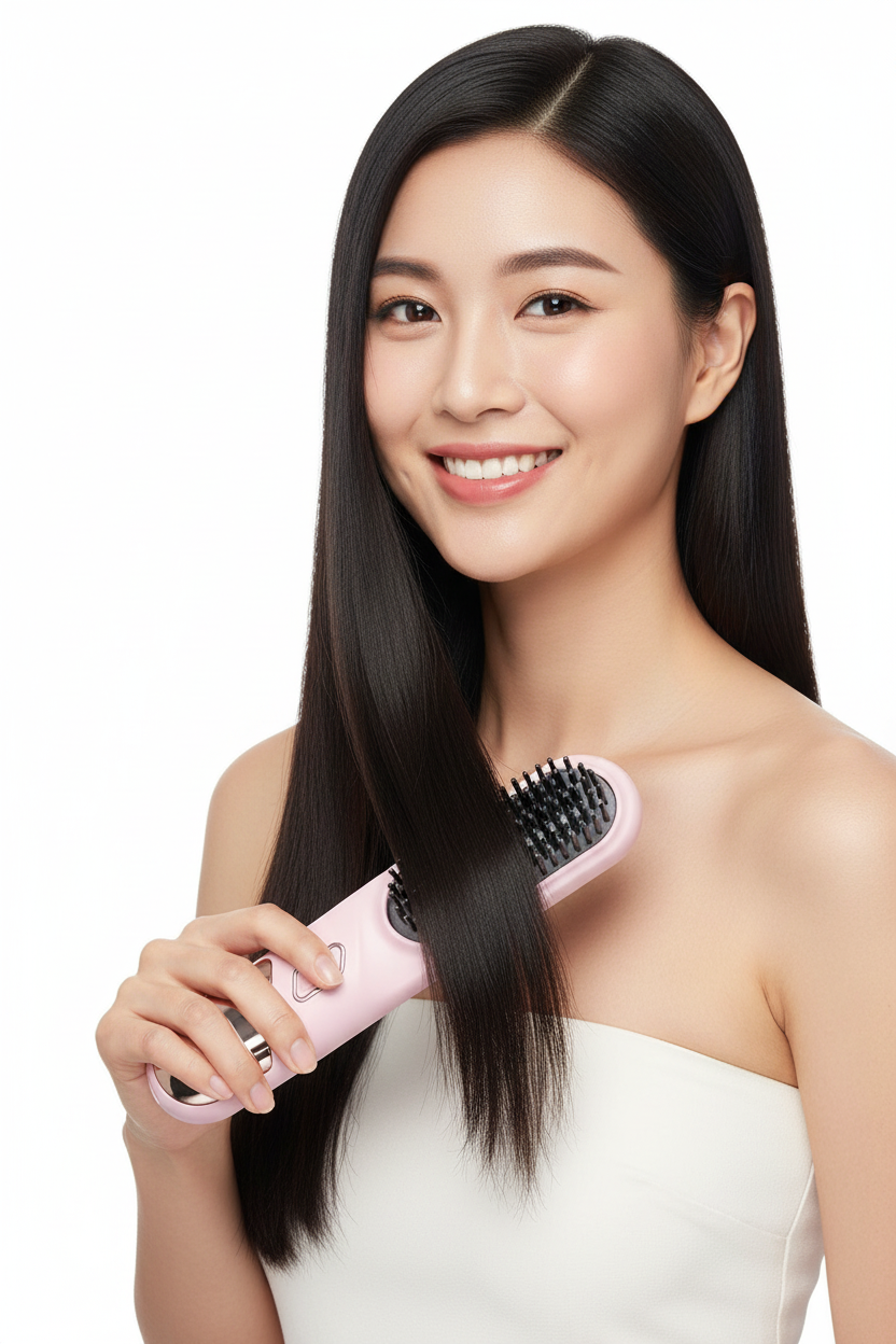 Femme asiatique avec brosse sans fil